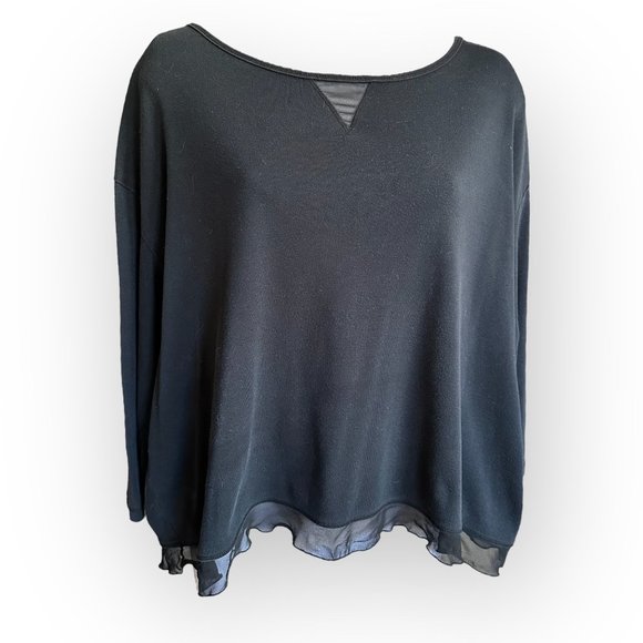 J. Jill Tops - *4-4-20* J.Jill J Jill Black Crop Chiffon Trimmed Knit Tee Shirt 3/4 Sle…
